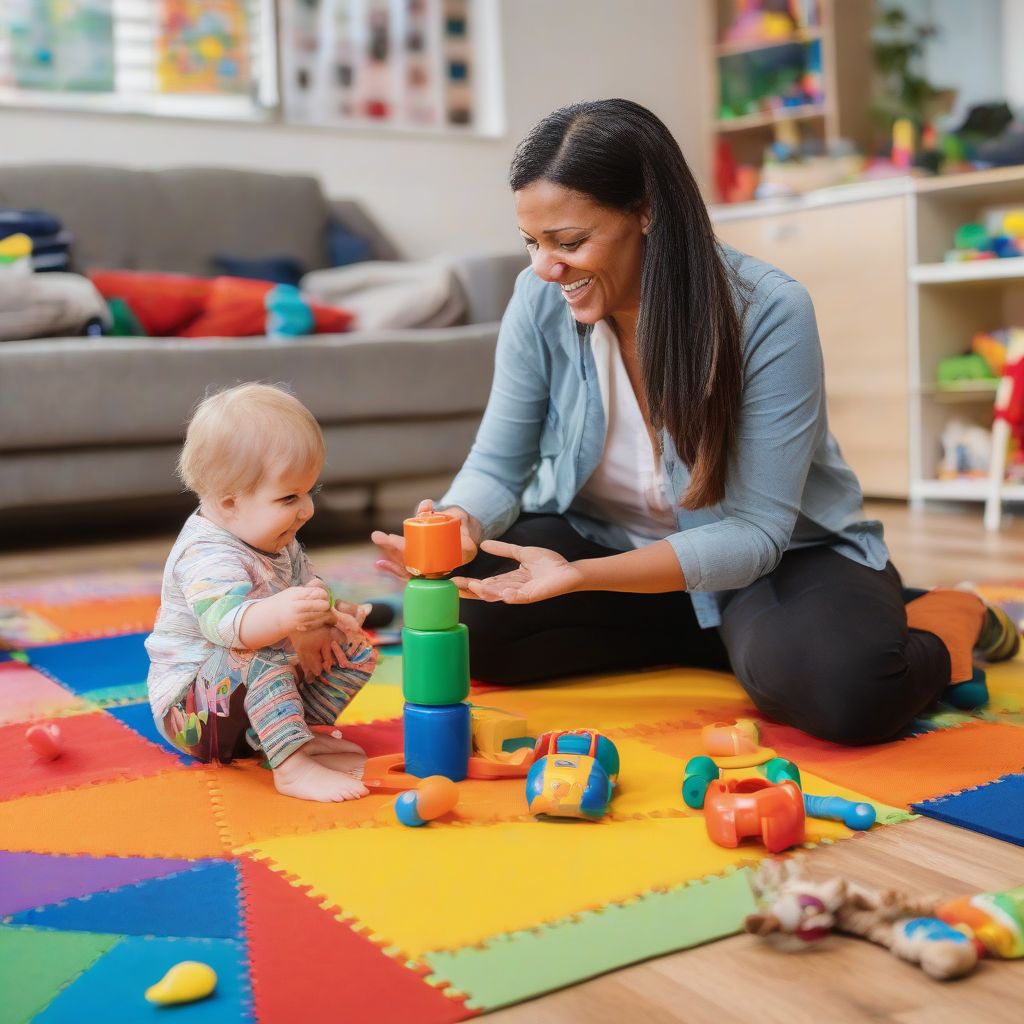 caring professional working with a child